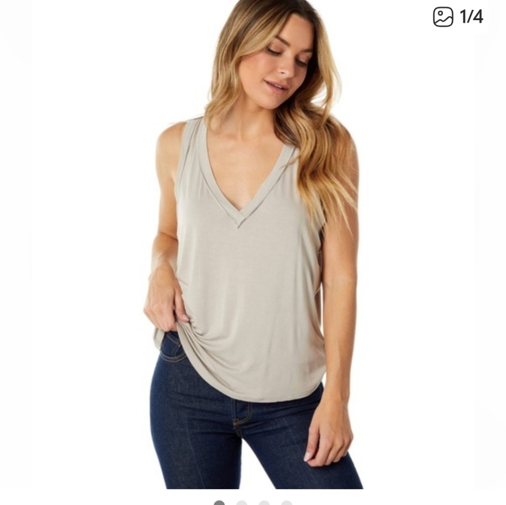 We The Free Sleeveless V-Neck Tank in Light Taupe